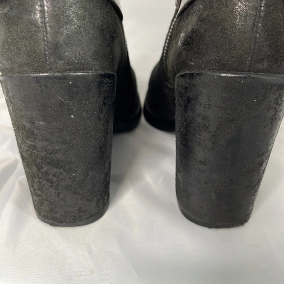 ASH Falcon Harness Moto Ankle Boots Black  Brushed Leather Chunky Heels 38 8 - Picture 10 of 15